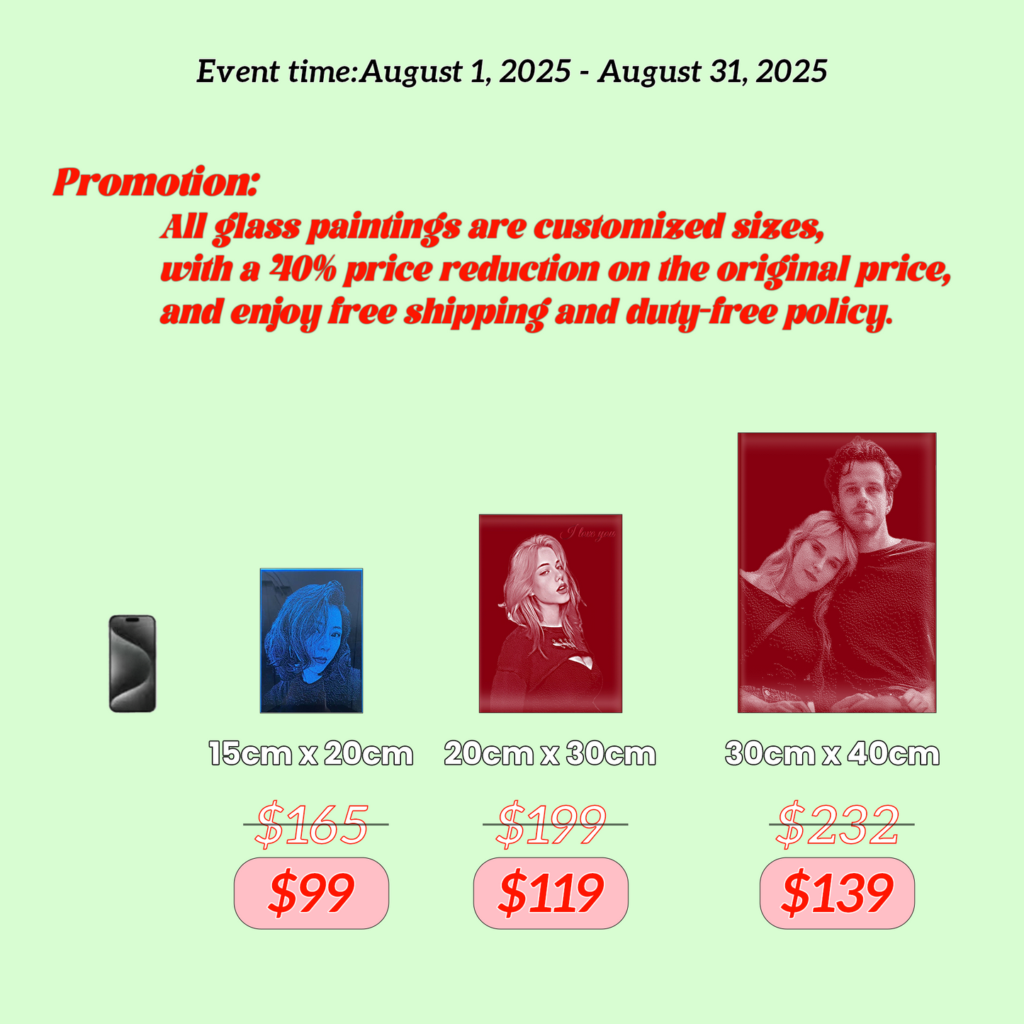 Private customization, handmade glass painting, commemorative gifts, customized for love, romantic to death