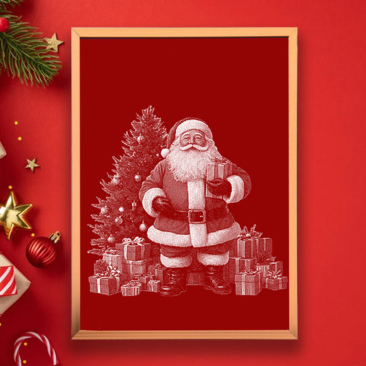 Glass Painting -  Christmas Frameless Modern Wall Decor, Hand-Painted Effect on Glass for Home/Office Decoration, Unique Gift for Birthdays